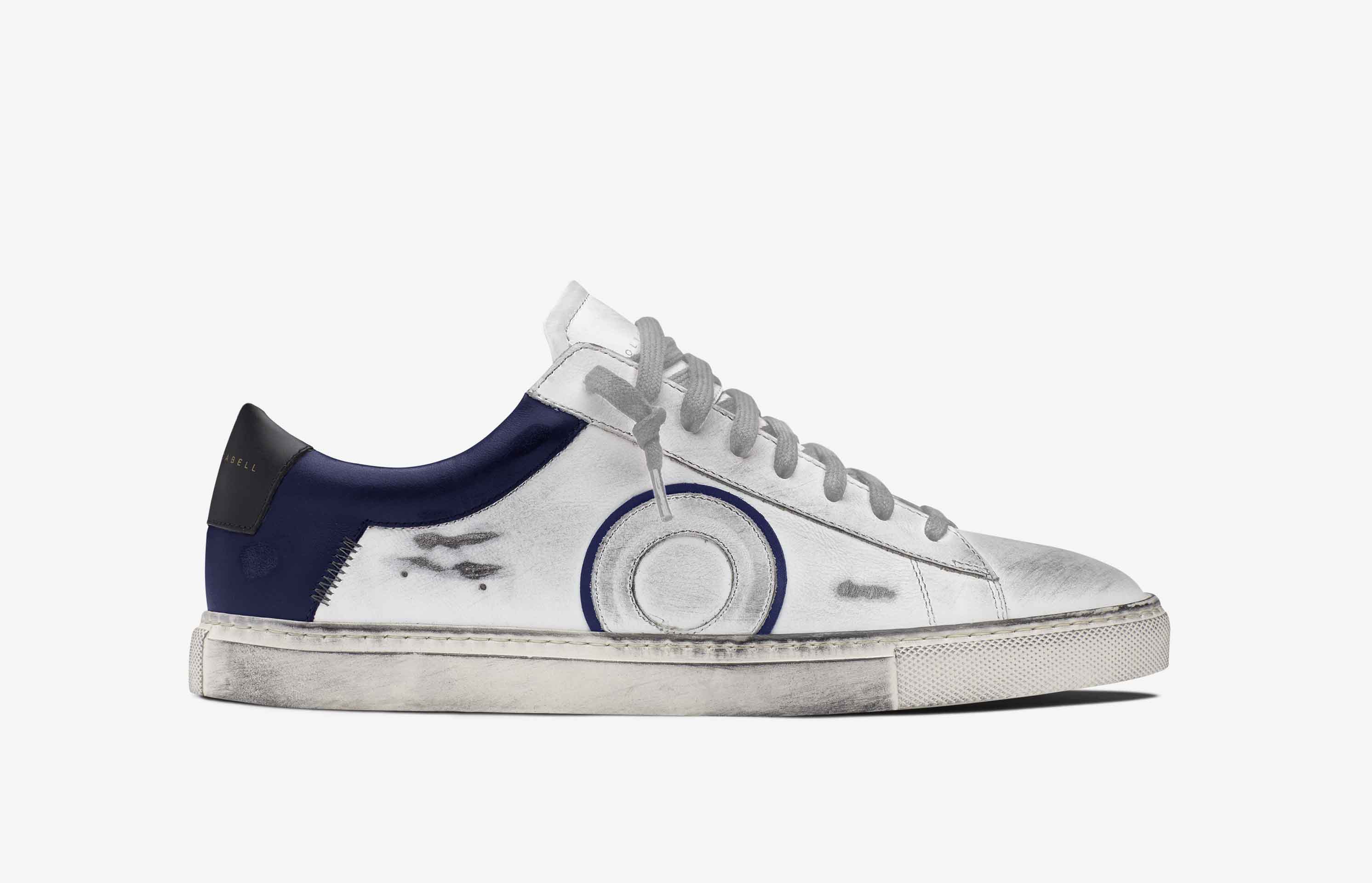 Oliver Cabell Low 1 Mens Trainers White/Navy UK-054897